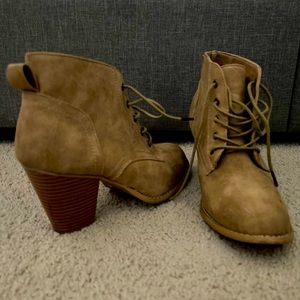 Suede lace up booties